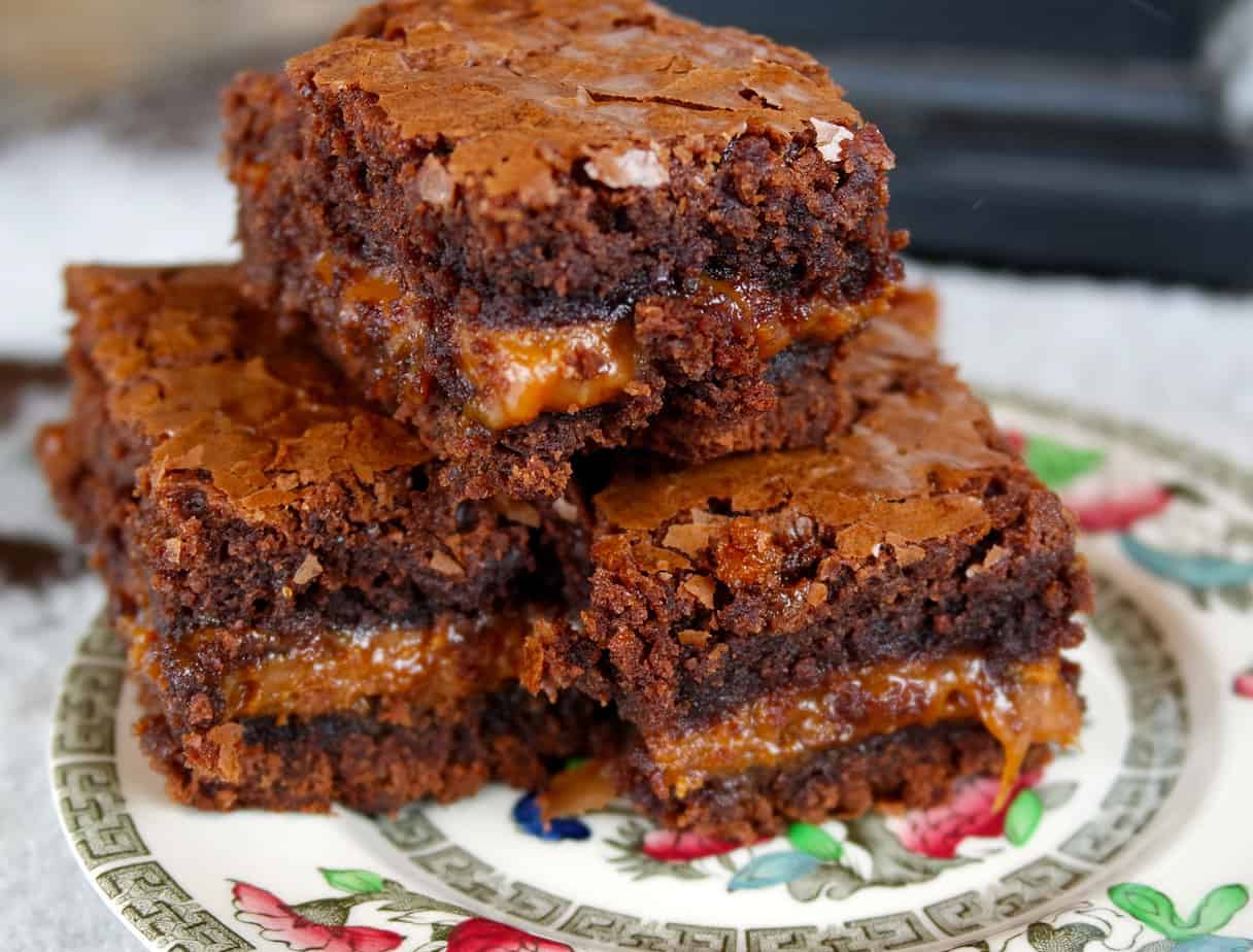 rich chocolate brownies with caramel