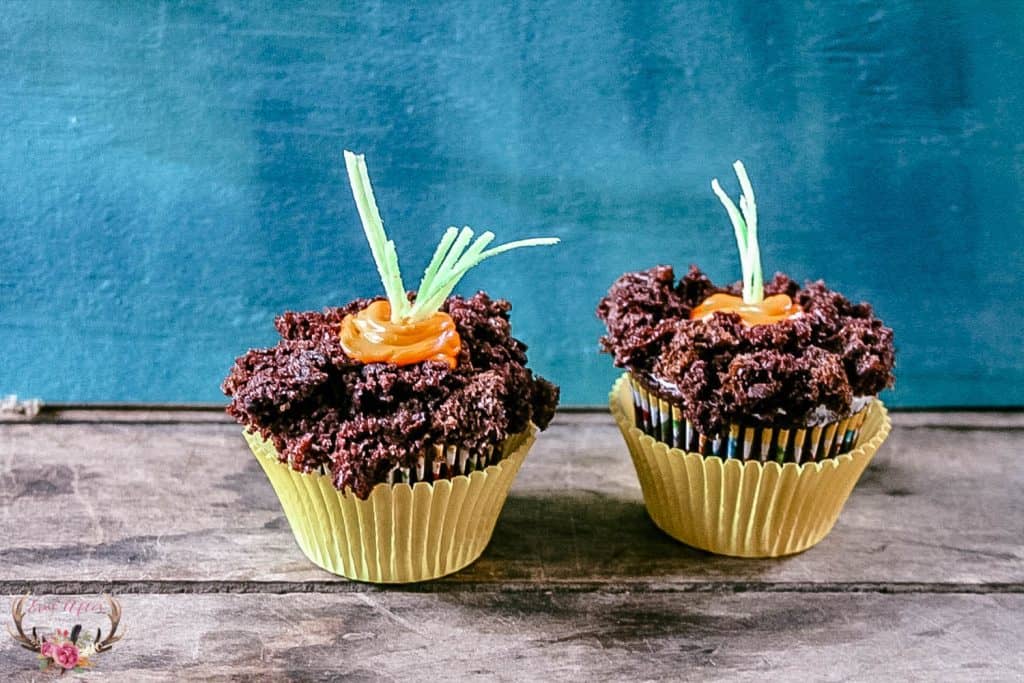 Dirt Cupcakes with Planted Carrot