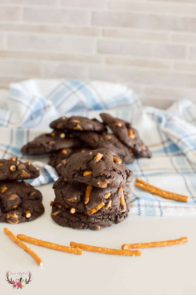 Chocolate Caramel Pretzel Cookies Ever After in the Woods