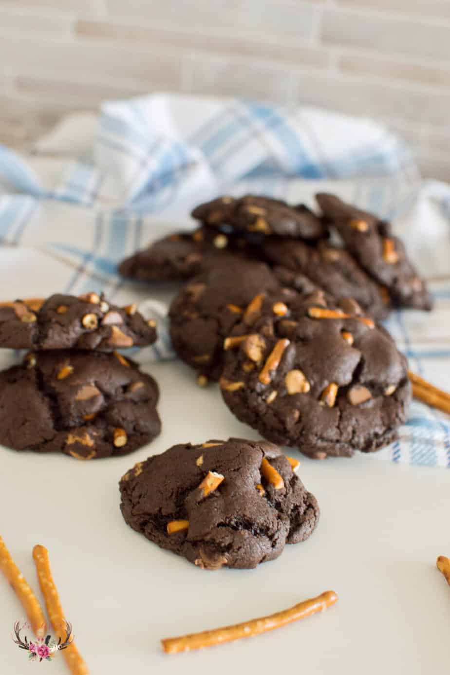 Chocolate Caramel Pretzel Cookies Ever After in the Woods