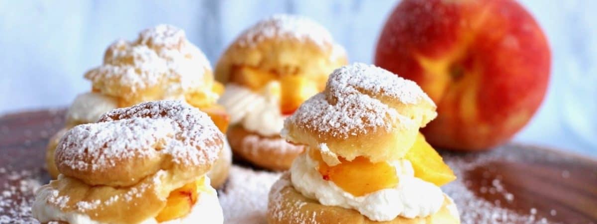 the ultimate cream puffs with peach chantilly cream whipped cream