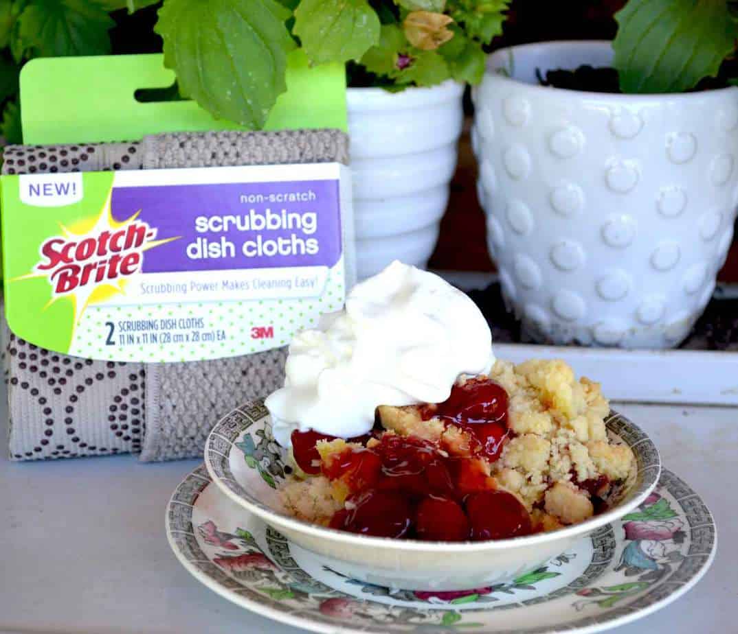 cherry crumble baked on cleaning hack