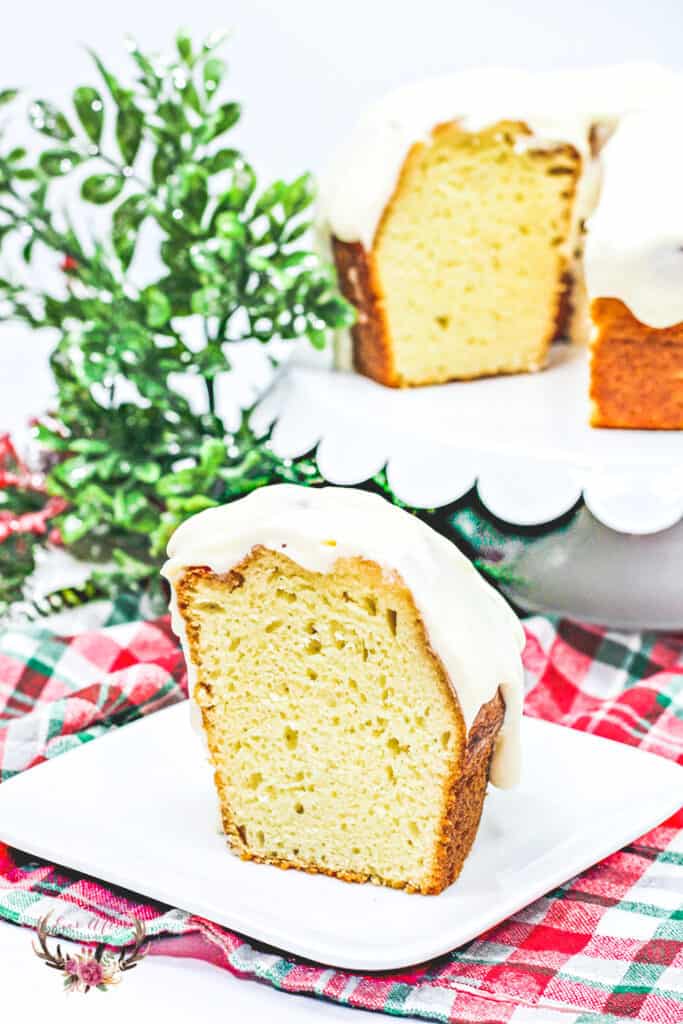 eggnog cake with boozy cream cheese frosting