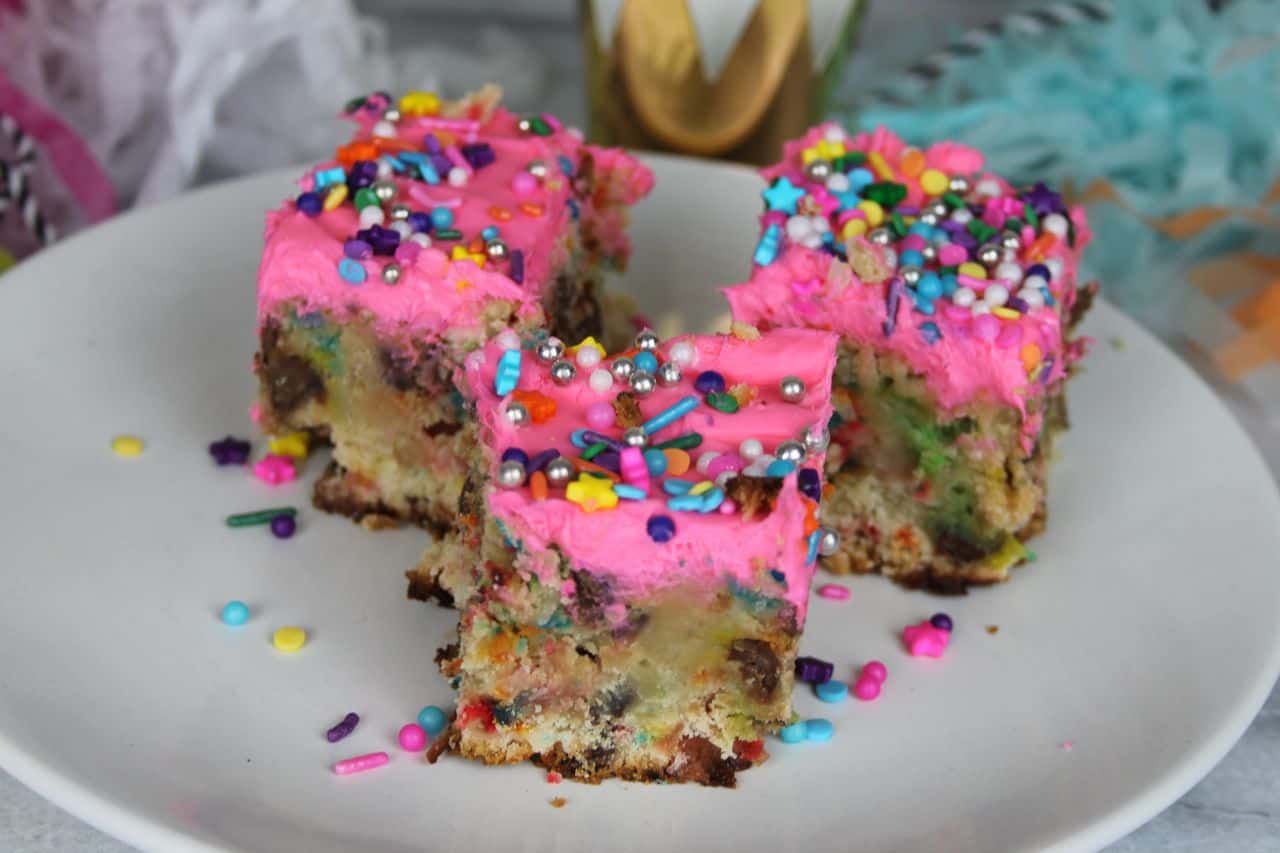 pink sprinkle cookie faerie fairy cookie bars dessert recipe