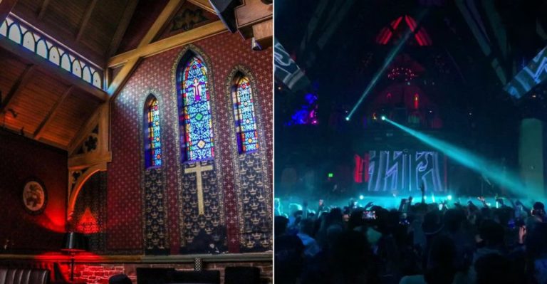 Stained Glass And Gothic Arches Surround The Dance Floor At This Colorado Nightclub In Denver