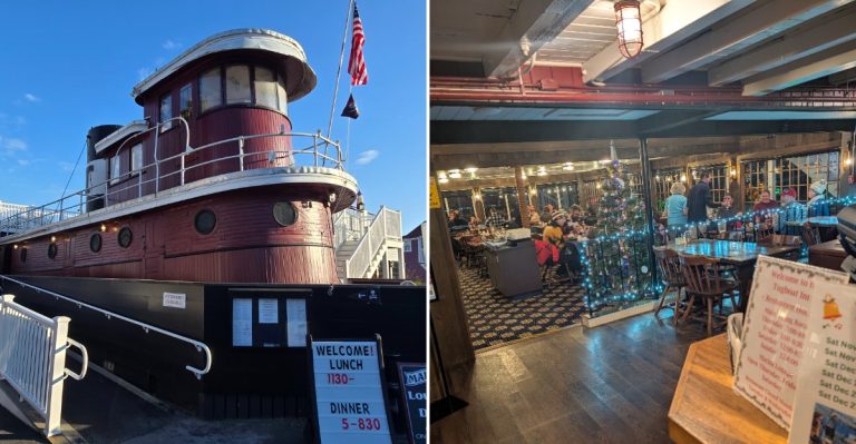 This One-Of-A-Kind Maine Restaurant Has An Old Tugboat Built Right Inside