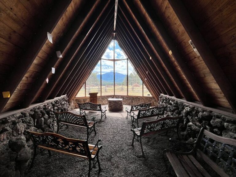 A Tiny A-Frame Chapel With A Wall Full Of Mountains Is The Quiet Wonder Near Flagstaff, Arizona