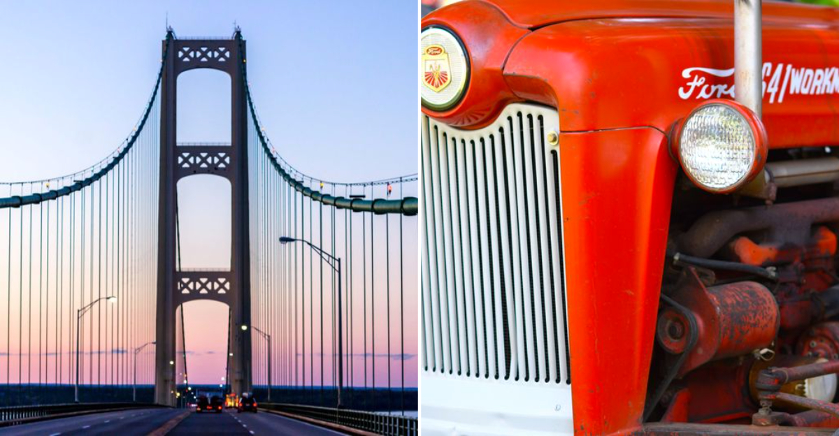 Mackinac Bridge and Antique Tractor