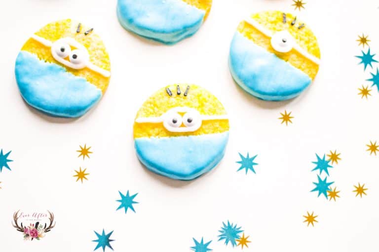Minion sugar cookies are the perfect dessert for a cute Despicable Me birthday party