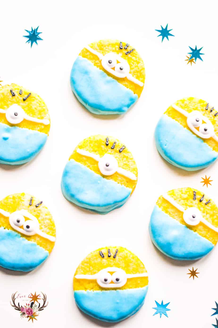 Minion sugar cookies are the perfect dessert for a cute Despicable Me birthday party