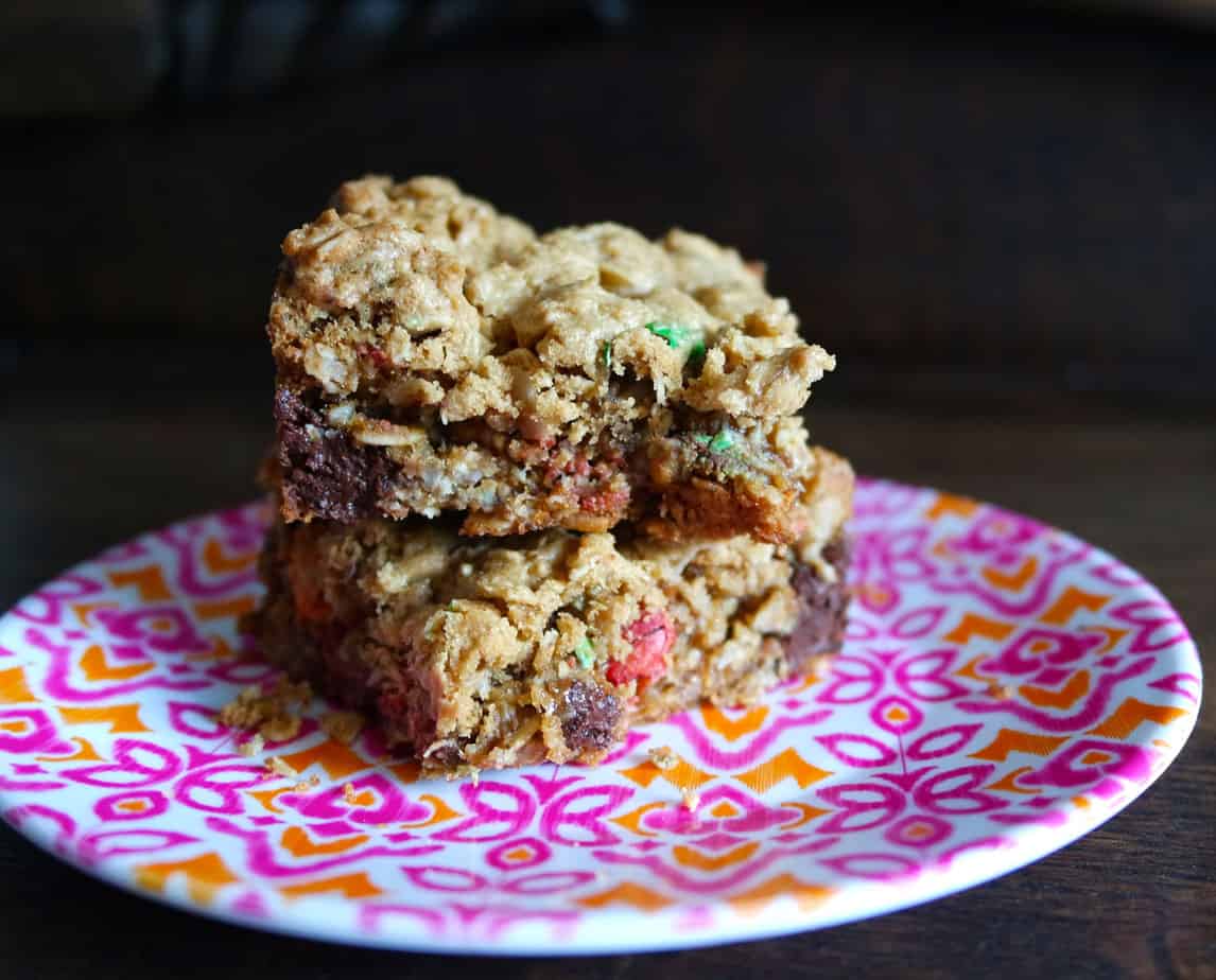 monster bars chocolate chips coconut peanut butter oatmeal