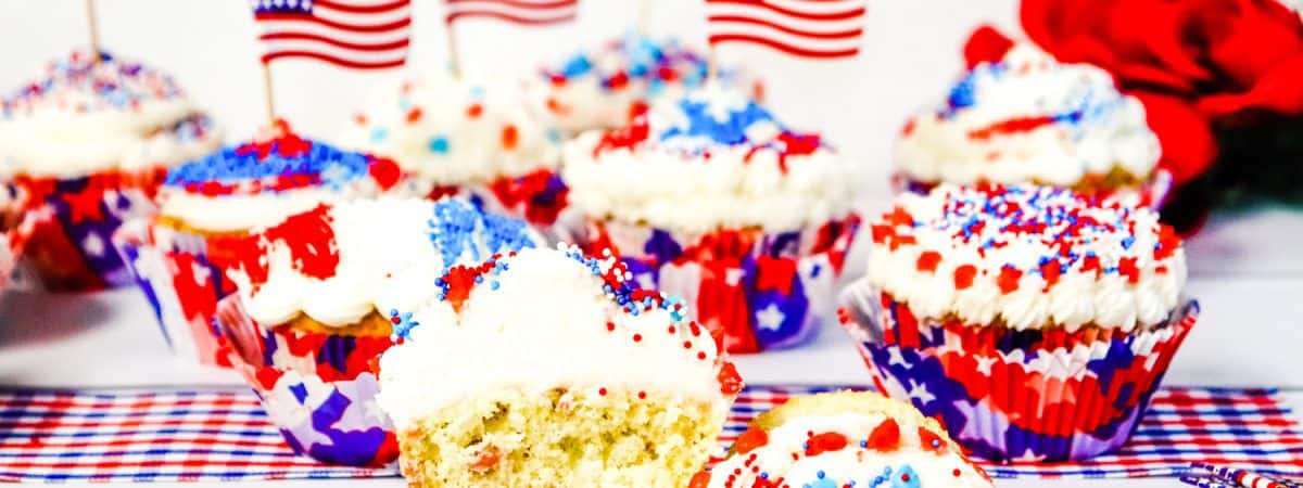 Red, White & Blue Cupcakes are perfect for Memorial Day and Fourth of July parties.
