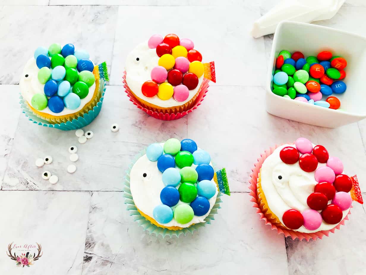 Rainbow Fish Cupcakes