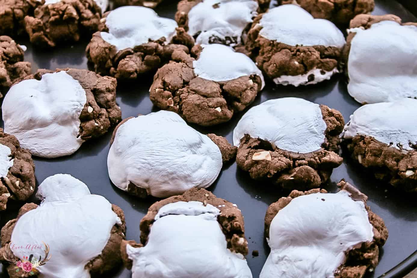 cookies with almonds, chocolate and marshmallow