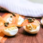 low carb salmon topped eggs with capers
