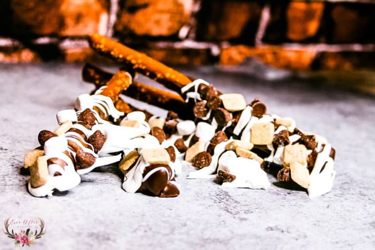 s'mores pretzel with chocolate, marshmallow and graham cracker