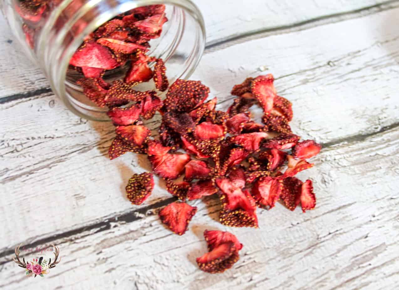 An easy recipe to dehydrate strawberries in an oven or a dehydrator. Use these berries as a salad topping or mixed into baked goods.