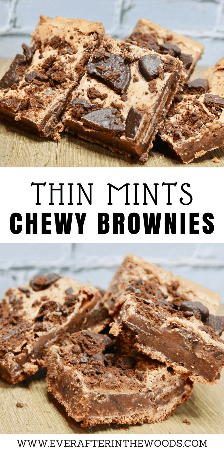 chew milk chocolate brownies with thin mint cookies