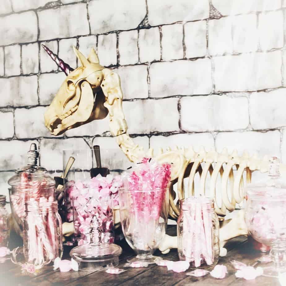 unicorn halloween candy table