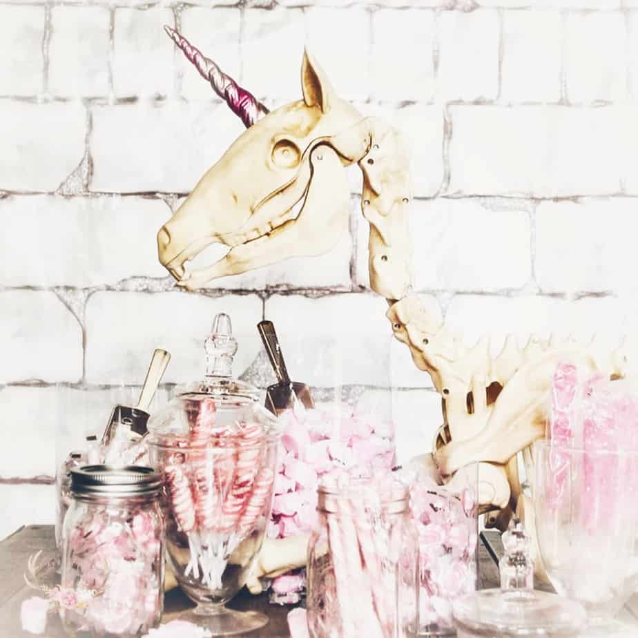 unicorn halloween candy table