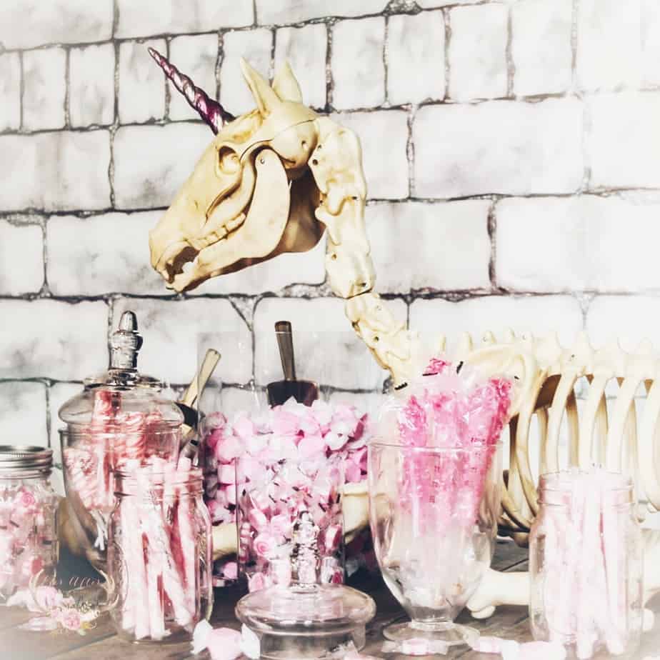 unicorn halloween candy table